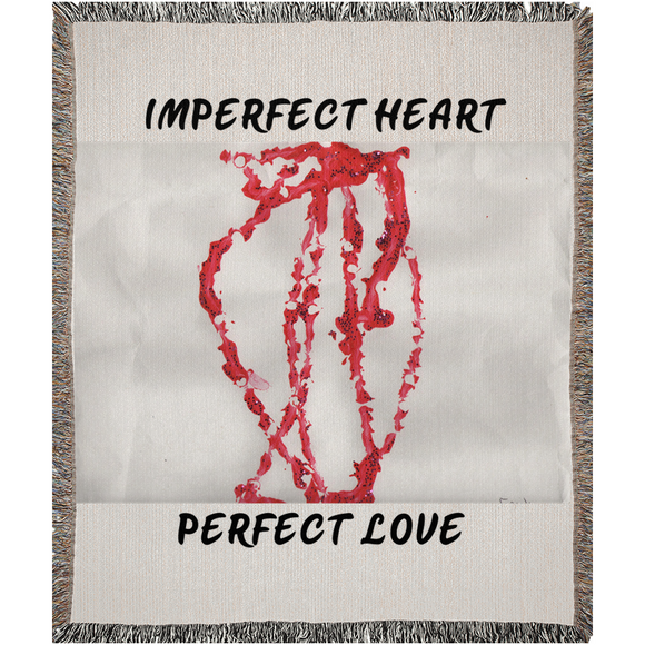 Imperfect Heart Perfect Love Woven Blankets