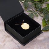 B U(nicorn) Engraved Silver Disc Necklace