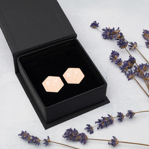 B U(nicorn) Coated Sterling Silver Hexagon Stud Earrings